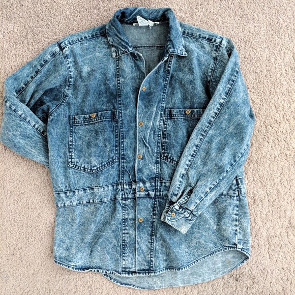 ⚡Vtg 90s Acid Wash Lightweight Denim Jean Jacket - Picture 6 of 6